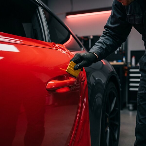 Custom vinyl wrap installation at JL Specialties